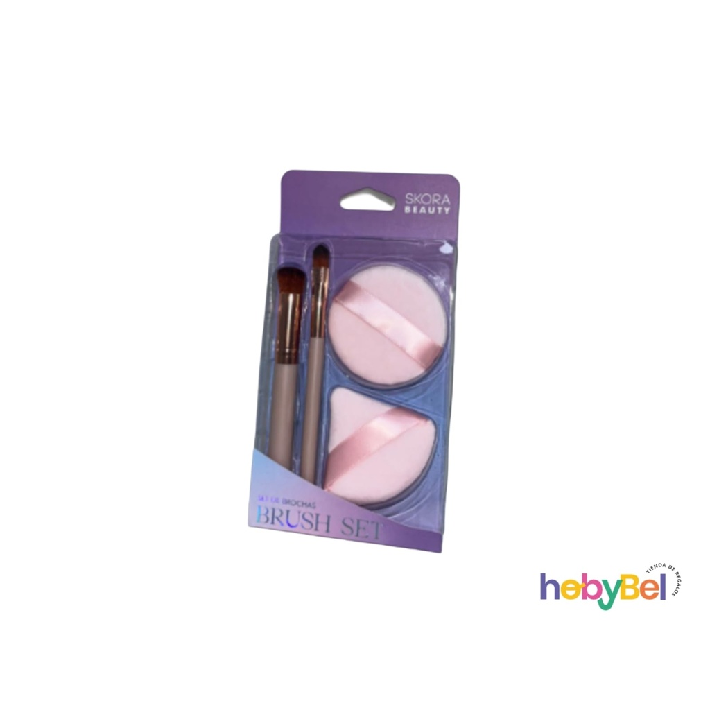 Set blender y brocha para difuminar maquillaje x4 -x1u(38953U)