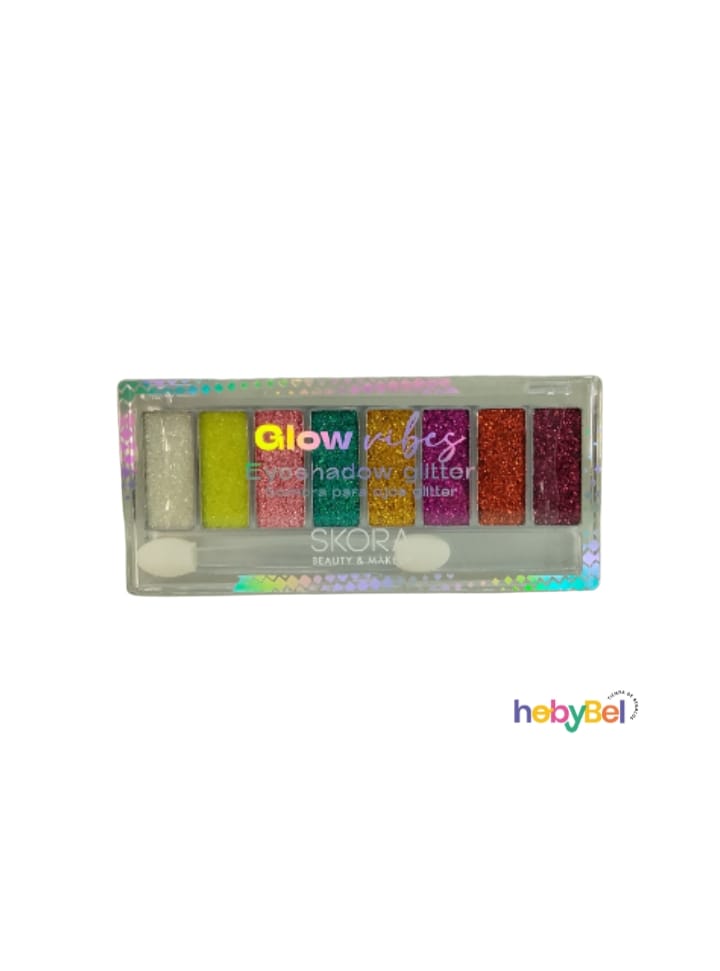 Sombras para ojos c/ glitter x8 tonos c/ aplicador x1u (39554U)
