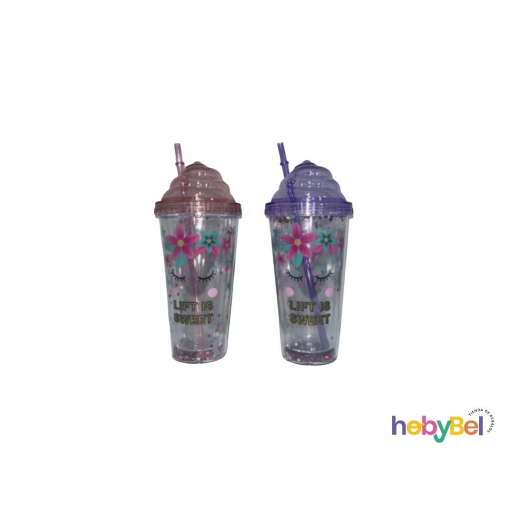 Vaso 380ml unicornio c/ sorbete x1u (JL380141-60U)
