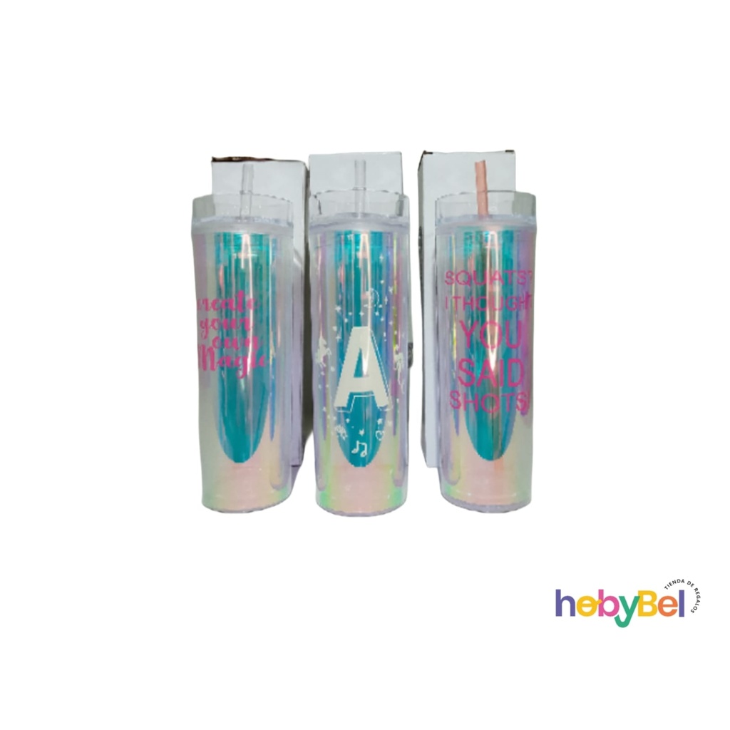 Vaso 473ml tornasol c/ frases x1u (JL50038-60U)