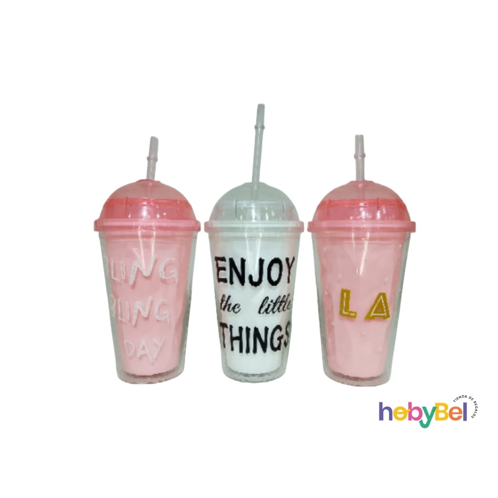 Vaso acrílico esfera c/ sorbete x1u (CB-08-9U)