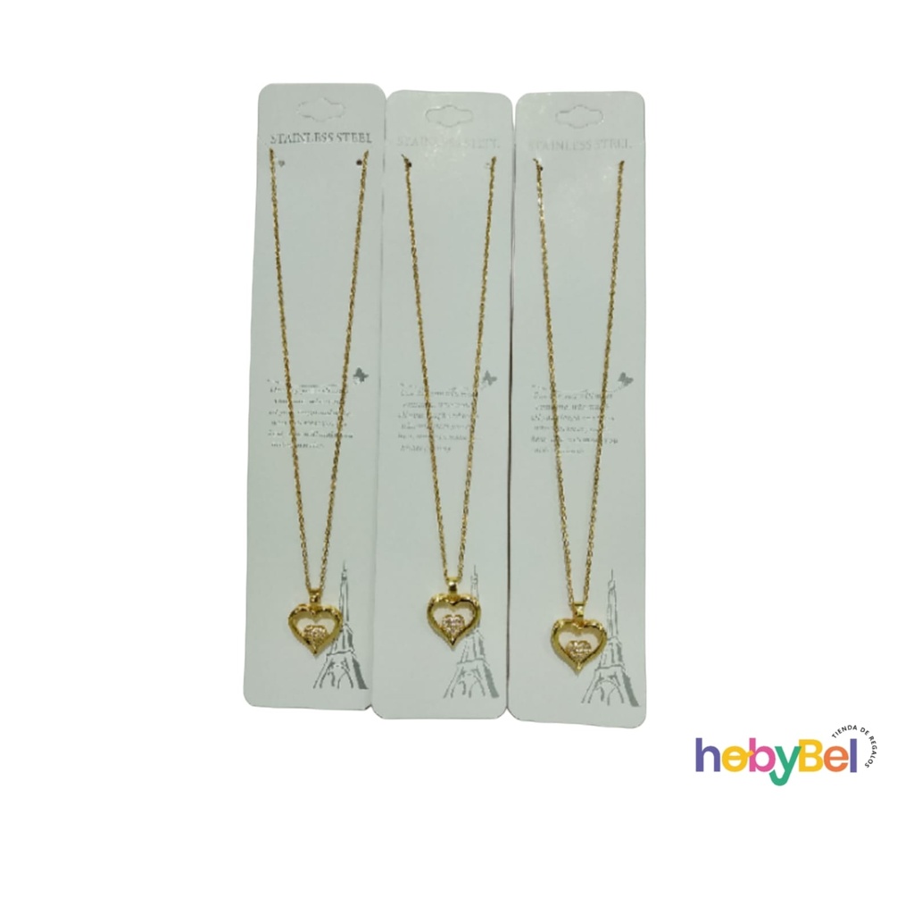 Collar acero dorado corazón x1u (126731U)